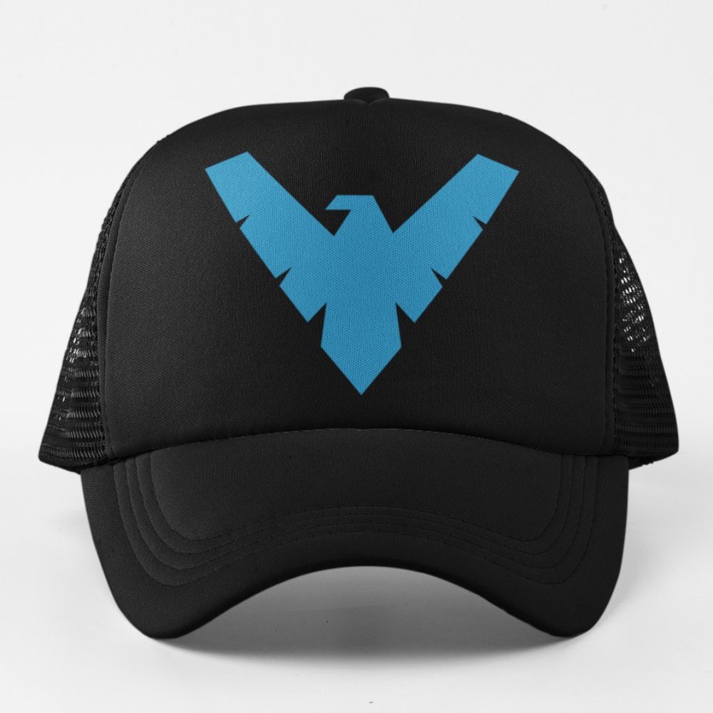 NEW Nightwing Big Logo Foam Trucker Mesh Snapback Hat BLACK